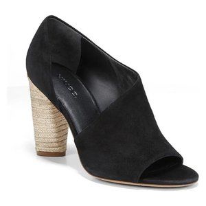 🆕 VINCE Persey Suede Jute Block Heel Pumps Sandal Shoes Black 9